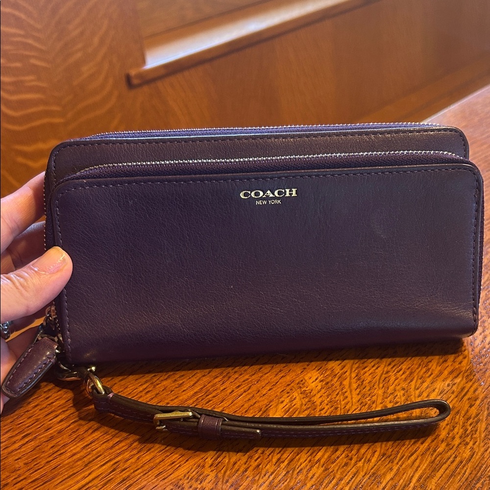 Coach Burgundy Leather Wristlet